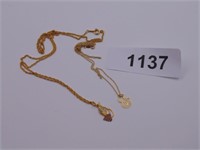 (2) 12K Gold Pendants w/ Non Precious Chains