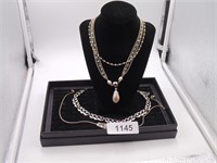 (3) Nice Silver Tone Necklaces
