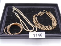 Vintage Faux Pearl Bracelet & Necklaces