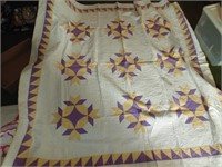 Purple & Gold Full Size Hand Stitched Quilt