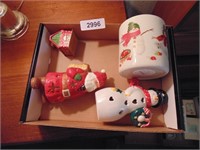 Christmas Hallmark Kitchen Caddy + Figurines