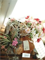 Hand Carved Wooden Bowl & Decorative Floral