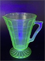 Uranium Glass Footed Creamer 4” (crack and chip