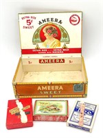 Ameera Cigar Box and Vintage Playing Cards