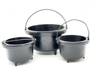 (3) Small Country Kettles 3” and 4”