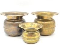 (3) Miniature Brass Spittoon Ashtrays 2.25” and