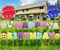Jumbo Happy Birthday Yard Signs with Stakes