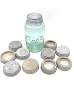 Mason Jar and lids, some with glass inserts