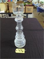 Tall Glass Chess-Shape Vase 19-1/2 Inches
