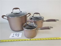 3 Anolon Advanced Covered Cooking Pots (No Ship)