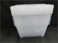 6 PACK IRIS PLASTIC CONTAINERS 31.75 QT STACKABLE