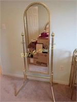 Free Standing Bedroom Mirror with Brass Accents