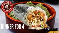 Dinner for 4 to Chipotle Gift cards good for 4