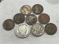 9 coin Collectors Lot - 1c-5c-25c