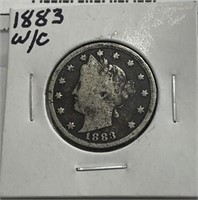 1883 W/C Key Date Liberty Head V Nickel VF