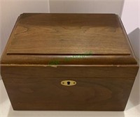 Nice vintage wood storage box with a brass framed