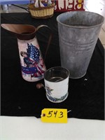 Galvanized Vase, Tin Pitcher Vase, Flour Sifter