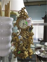 15" GILT CLOCK WITH CHERUBS & DOLPHIN