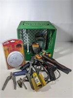 Crate of Tools (Soldering Gun, Smoke Alarm..)
