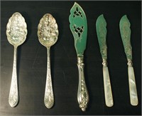 Set of Mother of Pearl Silver Plate Cutlery