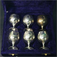 Velvet Box of 6 Silver Plate Goblets