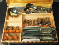 Vintage Silver Plate Cutlery Set In Original Case