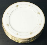 Lot of 7 Gold Lined White Plates