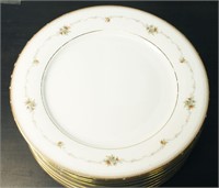 Lot of 10 Large Gold Lined White Plates