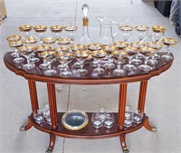 Large Assortment of Gold Rimmed Glassware
