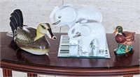 2 Elephants & 2 Duck Figurines