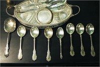 Large Lot of Silver Plate Trays & Cutlery