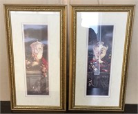 Pair of Italian Art pieces in gold frames