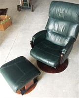 Green Leather Rocking chair & Matching foot stool