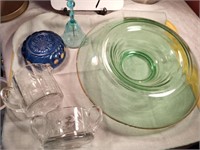 Vintage Coloured Glass lot and Cream and Sugar