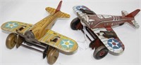 LOT OF 2 MARX TIN LITHOGRAPH TOY FIGHTER PLANES.