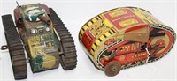LOT OF 2 TIN LITHOGRAPH MARX WIND-UP TANK TOYS.