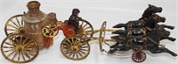 HUBLEY CAST IRON HORSE DRAWN FIRE WAGON, WITH