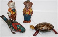 LOT OF 4 TIN LITHOGRAPH WIND-UP TOYS. TO INCLUDE: