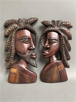 Large Wooden Carved African Wall Plaques