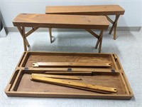 Antique Wooden Picnic Benches (x2) and Table