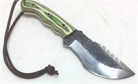 CUSTOM MADE POUNDED STEEL GREEN HANDLE KNIFE