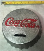 Cast Iron Coca Cola Bottle Cap Silver Bank