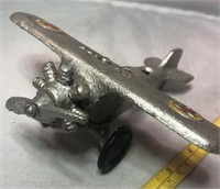 Cast Iron Silver Propeller Airplane Toy