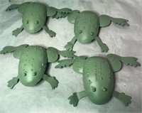 Lot of 4 Metal Handmade Frogs (7" Wide)