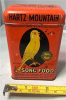 Vintage Hartz Mountain Song Food Tin