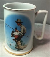 1985 Coke Norman Rockwell Out Fishin Mug