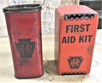 (2) PRR First Aid Kits w/ contents, Tin/Cardboard