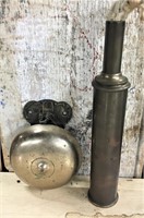 Brass & Iron Wall Bell, Brass Flare 12"H