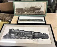 (3) RR Train Engine Pictures, Largest 39'L