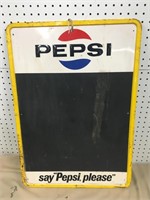 Tin Pepsi Sign, 27"H